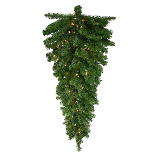 52&#x22; Pre-Lit Canadian Pine Artificial Christmas Teardrop Swag, Clear Lights